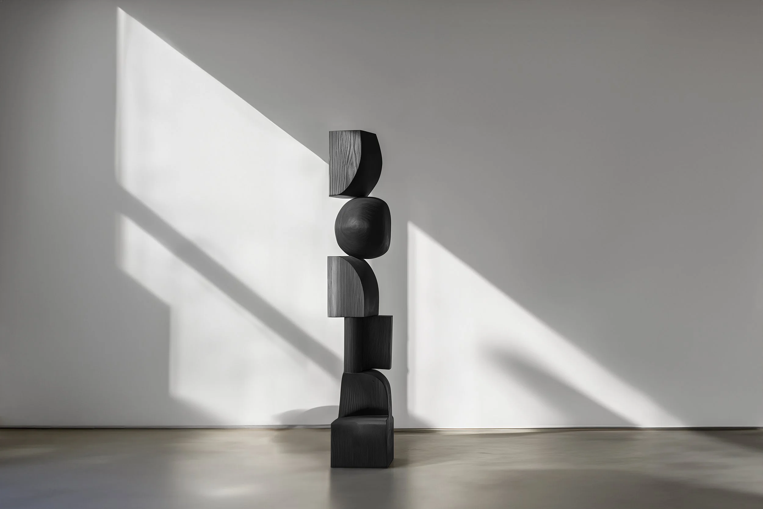 Elegant and Dark, the Biomorphic Burned Oak Sculpture by